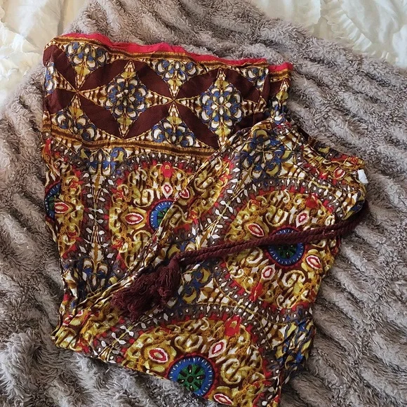 Bohemian Free People Inspired Colorful Pattern Palazzo Pants By Love Tree ๐พ - Picture 1 of 5